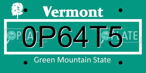 0P64T5 Vermont License Plate