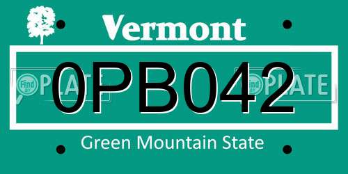0PB042 Vermont License Plate