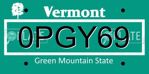 0PGY69 Vermont License Plate