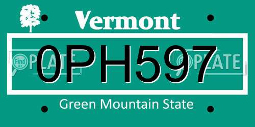 0PH597 Vermont License Plate