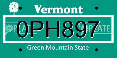 0PH897 Vermont License Plate