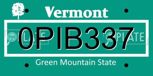 0PIB337 Vermont License Plate