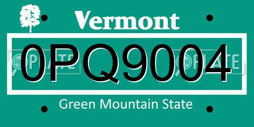 0PQ9004 Vermont License Plate