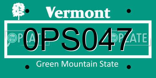 0PS047 Vermont License Plate