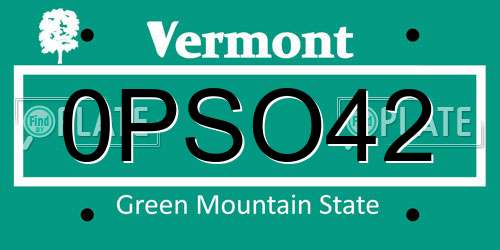 0PSO42 Vermont License Plate