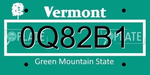 0Q82B1 Vermont License Plate