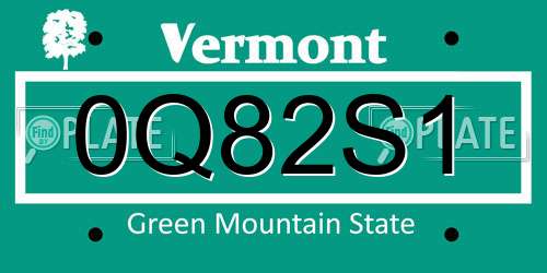 0Q82S1 Vermont License Plate