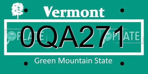 0QA271 Vermont License Plate