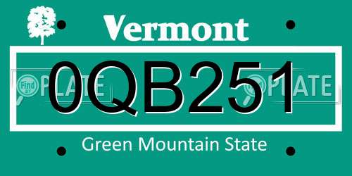 0QB251 Vermont License Plate