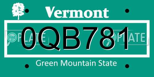 0QB781 Vermont License Plate