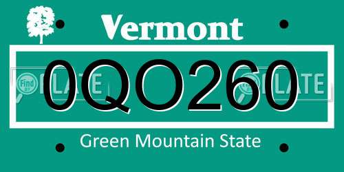 0QO260 Vermont License Plate