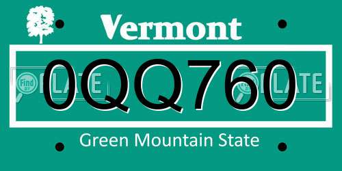 0QQ760 Vermont License Plate