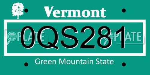 0QS281 Vermont License Plate