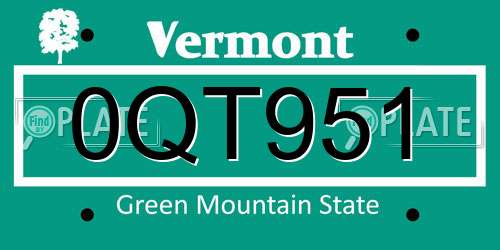0QT951 Vermont License Plate