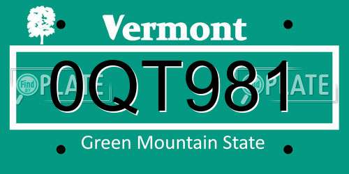 0QT981 Vermont License Plate