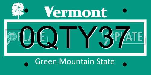 0QTY37 Vermont License Plate