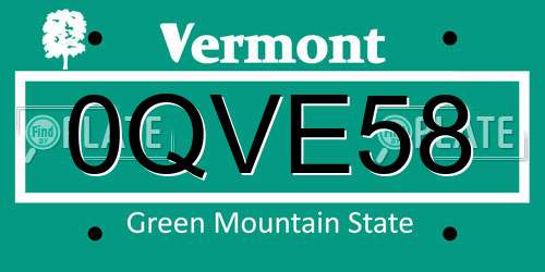 0QVE58 Vermont License Plate