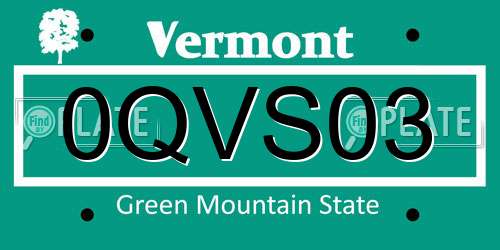0QVS03 Vermont License Plate