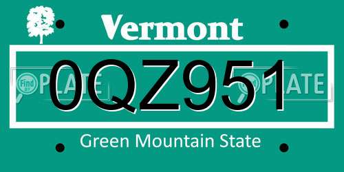 0QZ951 Vermont License Plate