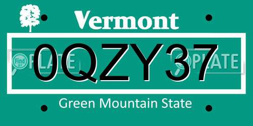 0QZY37 Vermont License Plate