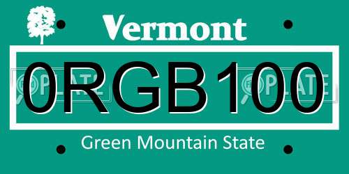 0RGB100 Vermont License Plate