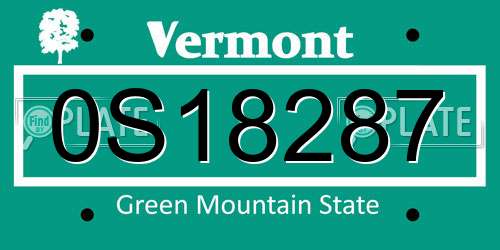 0S18287 Vermont License Plate