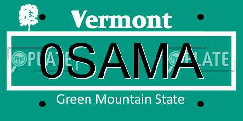 0SAMA Vermont License Plate