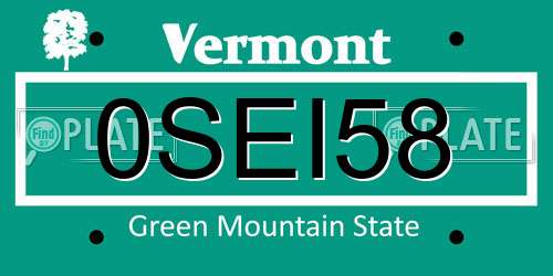 0SEI58 Vermont License Plate