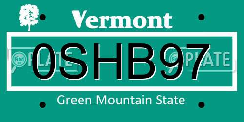 0SHB97 Vermont License Plate