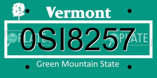 0SI8257 Vermont License Plate