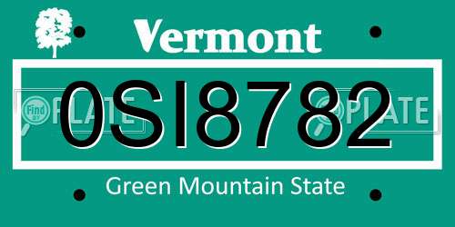 0SI8782 Vermont License Plate