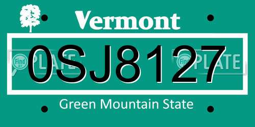 0SJ8127 Vermont License Plate