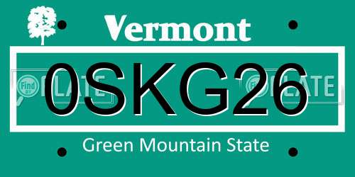 0SKG26 Vermont License Plate