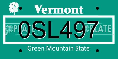 0SL497 Vermont License Plate