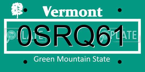 0SRQ61 Vermont License Plate