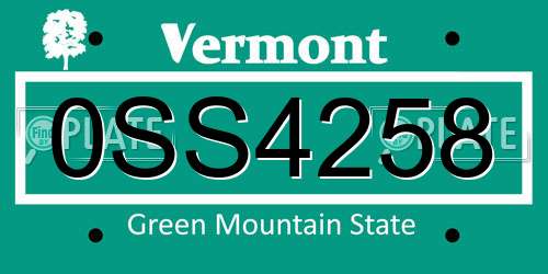0SS4258 Vermont License Plate