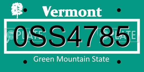 0SS4785 Vermont License Plate