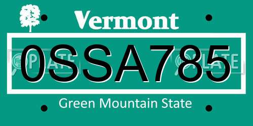 0SSA785 Vermont License Plate