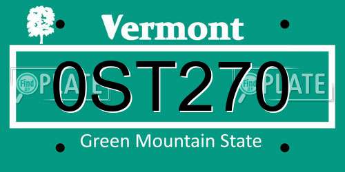 0ST270 Vermont License Plate