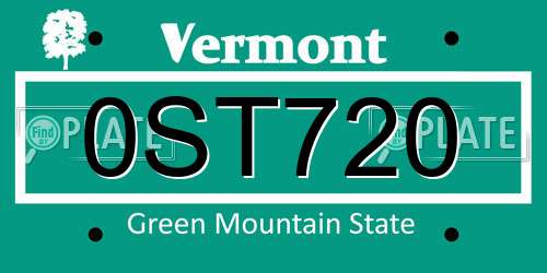0ST720 Vermont License Plate