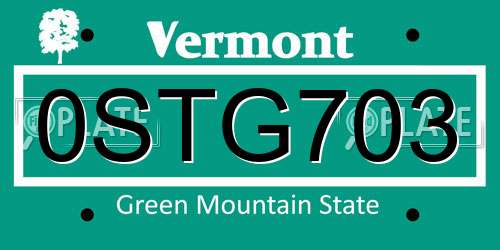 0STG703 Vermont License Plate