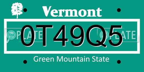 0T49Q5 Vermont License Plate