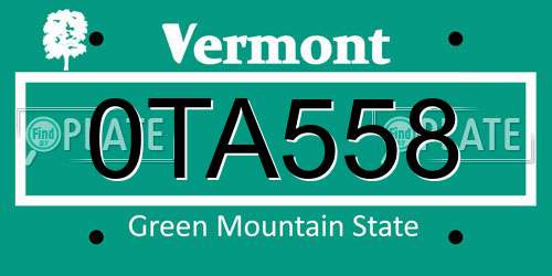 0TA558 Vermont License Plate