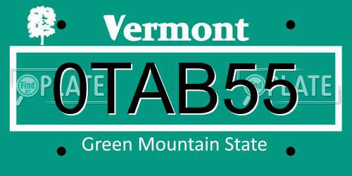 0TAB55 Vermont License Plate