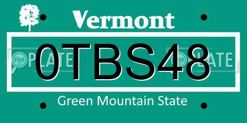 0TBS48 Vermont License Plate