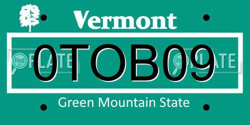 0TOB09 Vermont License Plate