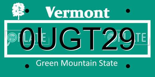 0UGT29 Vermont License Plate