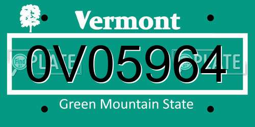 0V05964 Vermont License Plate