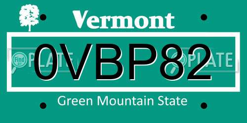 0VBP82 Vermont License Plate