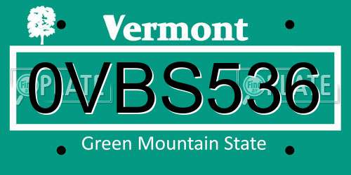 0VBS536 Vermont License Plate